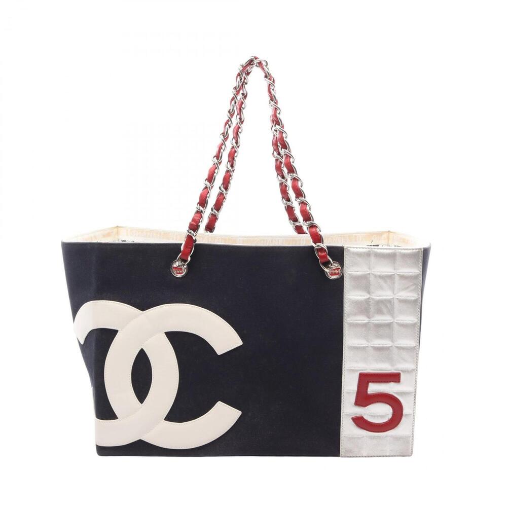 Chanel No. 5 Chocolate Bar Coco Mark Tote Bag Handbag Canvas Leather Women's ...